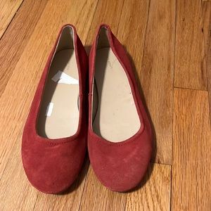 Red suede ballet flats